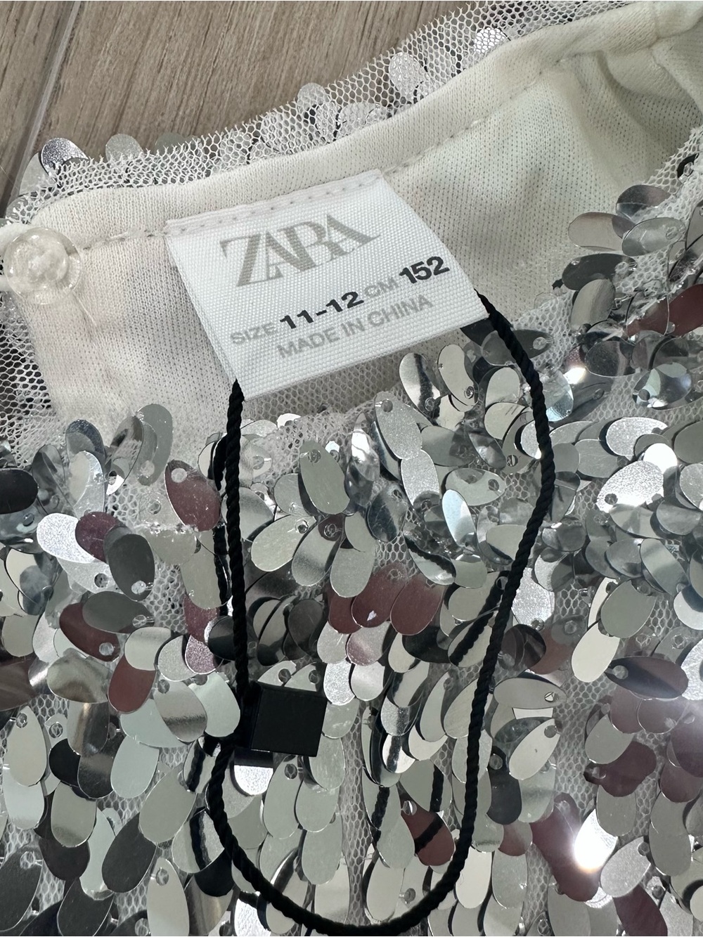 NWT Zara Sequin short sleeve dress silver girls size 11/12 - Picture 4 of 7
